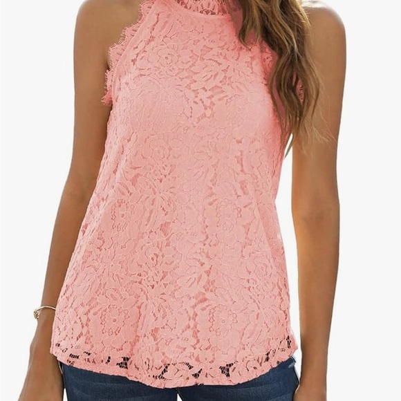 Halife Womens Summer Lace Tank Tops Halter Neck Casual Sleeveless Shirts Dressy - Picture 1 of 12